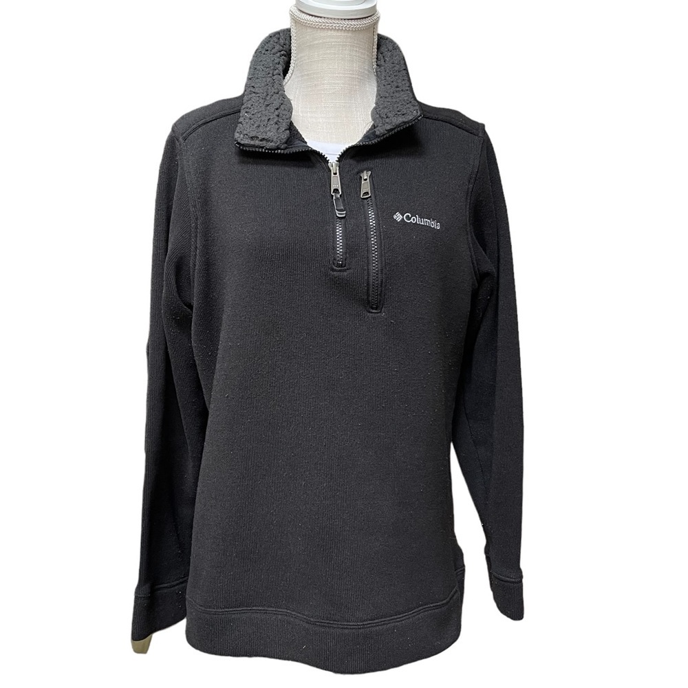 Columbia Women's Black Fleece 1/4 Zip Pullover Sweater Size: L